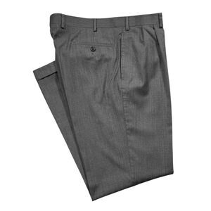 Ralph Lauren Mens Dress Pants 36x32 Gray Wool Straight Pleated Cuffed Trousers